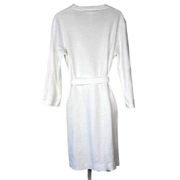 Hanro 100% Cotton Waffle Bath Robe White Women's SMALL Belted Tie Waist - Picture 9 of 9